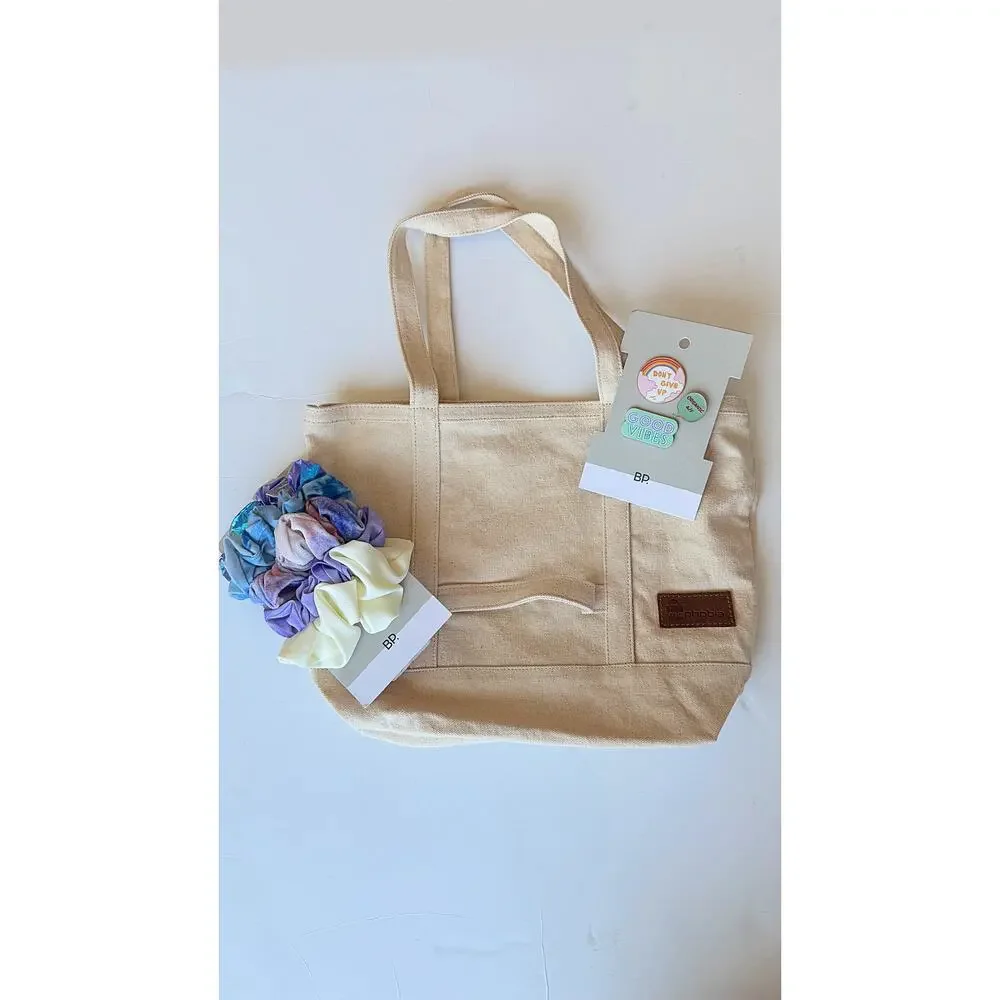 Handmade Chic Canvas Tote Bag Set - Unicorn Scrunchies & Pins - DIY Teen Gift
